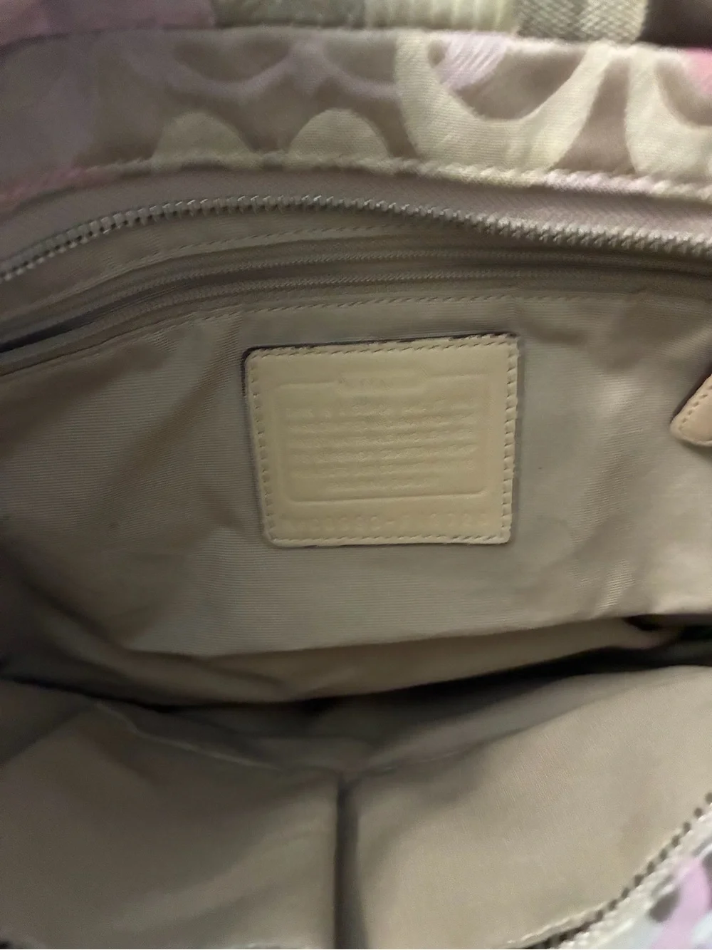 Coach Patchwork Shoulder Bag in Pink and Tan